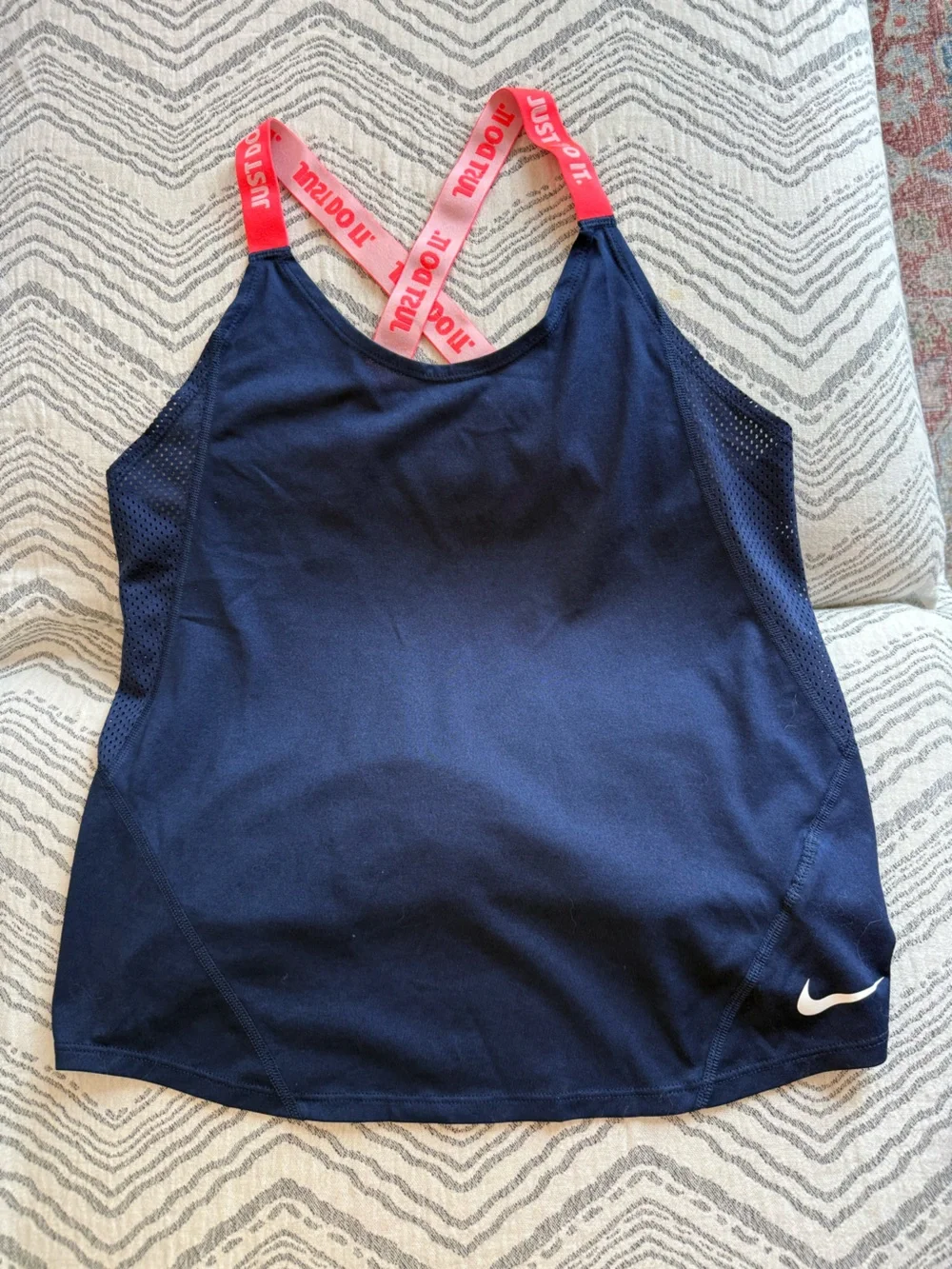 Nike Navy Tank Top with Pink Cross-Back Straps